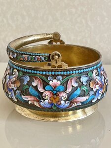 Сахарница Николай Зверев, Серебро 84, Эмаль