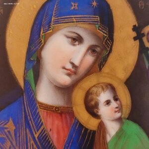Икона Страстной Богородицы, фарфоровый пласт, живопись.
