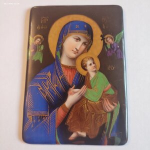 Икона Страстной Богородицы, фарфоровый пласт, живопись.