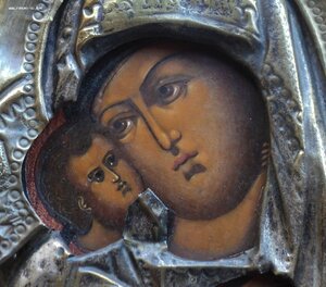 Владимирская икона Божией Матери 22.3 х 26.9 см. в окладе