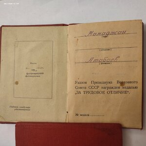 За Трудовое отличие 38482 с документом