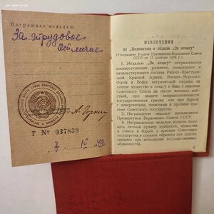 За Трудовое Отличие с документом.