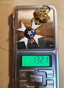 Крест ордена Полрной звезды Швеция золото
