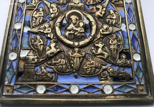Икона Богородица Неопалимая Купина. 6 цветов эмали