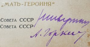 Мать-героиня 34787 и Матслава 1ст. № 6550 на одну. Все доки.