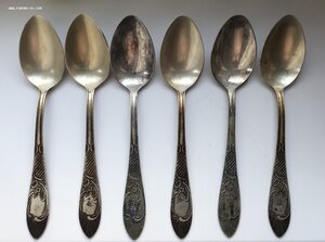 Набор столовых ложек в коробке. СССР. Серебро 875 со звездой