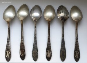 Набор столовых ложек в коробке. СССР. Серебро 875 со звездой