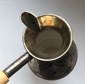 Серебряная турка кофеварка в коробке. Чернение. Серебро 875