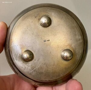 Серебряная сахарница. Серебро 875 проба со звездой Золочение