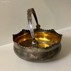 Серебряная сахарница. Серебро 875 проба со звездой Золочение