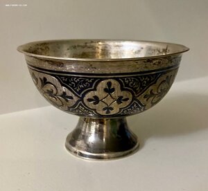 Серебряная сахарница. Серебро 875 проба.