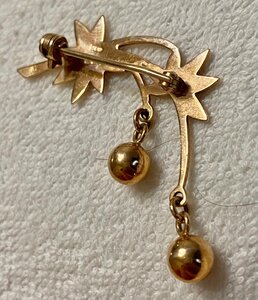 Золотая брошь «Пальмовая ветвь». Золото 585 проба со звездой