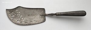 Огромный серебряный нож лопатка для рыбы. Серебро 84 пробы