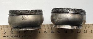 Две серебряных солонки. Серебро 875 пробы со звездой.