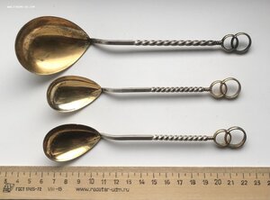 Свадебные серебряные ложки, 3 штуки. Серебро 916 пробы