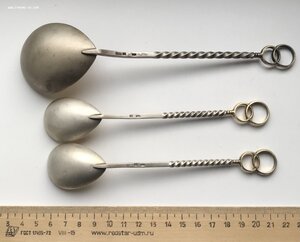Свадебные серебряные ложки, 3 штуки. Серебро 916 пробы