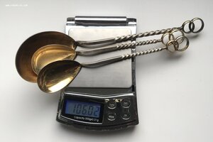 Свадебные серебряные ложки, 3 штуки. Серебро 916 пробы