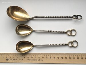 Свадебные серебряные ложки, 3 штуки. Серебро 916 пробы