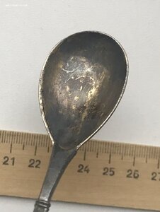 Серебряная ложка, 3 эмали. Серебро 916 пробы со звездой.