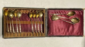 Ложки серебро позолота чернение 12 шт, 1840 год. Продажа.