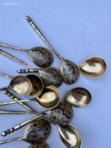 Ложки серебро позолота чернение 12 шт, 1840 год. Продажа.