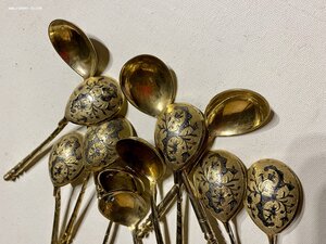 Ложки серебро позолота чернение 12 шт, 1840 год. Продажа.