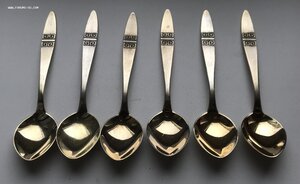 Набор серебряных кофейных ложек в коробке. Серебро 916 пробы