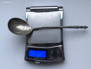 Серебряная ложка для мёда. Штихель. 1863 год. Серебро 84 пр