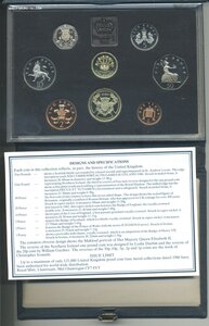 набор монет Великобритании 1986 PROOF в коробке с сертификат