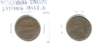 Мекленбург-Стрелиц 3 пфеннига, 1847