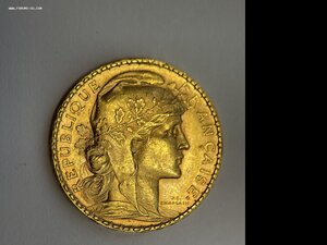 Франция 1909 Петух Золото 20 Фр, полный блеск