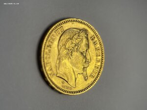 Франция 20Фр Золото, Наполеон 3, 1861, в шт.блеске