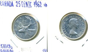 Канада 25 центов, 1962