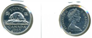 Канада 5 центов, 1965 UNC