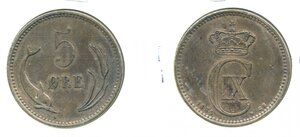 Дания 5 эре, 1884