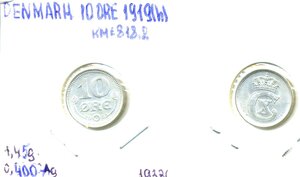 Дания 10 эре, 1919 (серебро)
