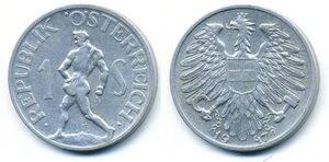 Австрия 1 шиллинг, 1947 _______ UNC