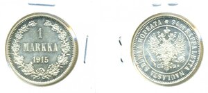 Финляндия 1 марка, 1915 яркий UNC