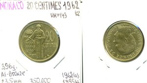 Монако 20 сантимов, 1962