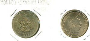 Монако 10 франков, 1975