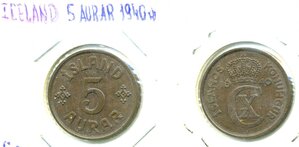 Исландия 5 эйре, 1940
