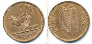 Ирландия 1 пенни, 1968