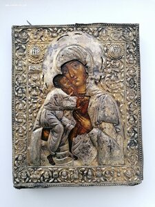 Божья мать Фёдоровская. оклад серебро, 1-я половина 18 века