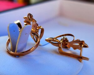 Золотой комплект с бриллиантами 585 пр. СССР