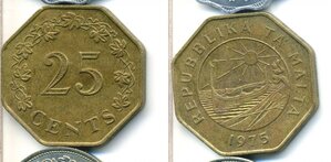 Мальта 25 центов, 1975