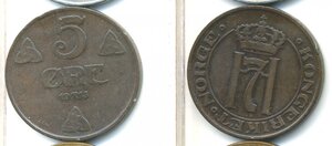 Норвегия 5 эре, 1913