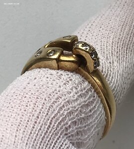 Стильное мужское золотое кольцо с 9 бриллиантами. Золото 750