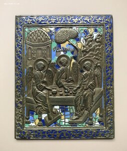 Икона Святая Троица Ветхозаветная. 6 цветов эмали. 20,5х16,5