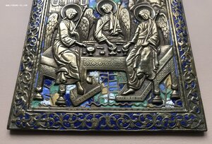 Икона Святая Троица Ветхозаветная. 6 цветов эмали. 20,5х16,5