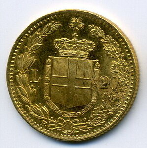 Италия 20 лир 1882 г.
